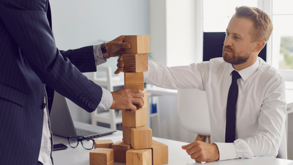 A person playing Jenga