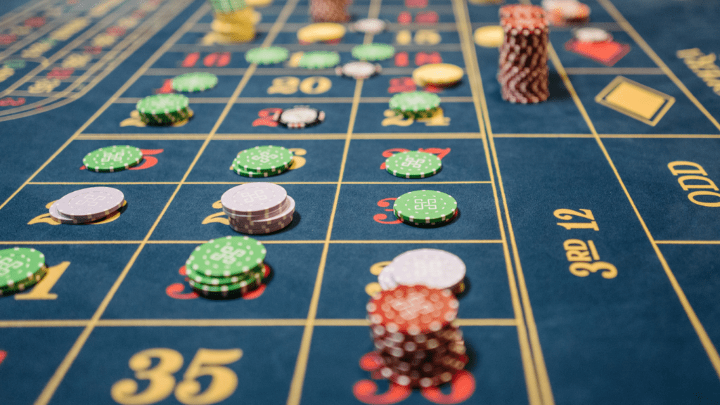 casino chips on casino table