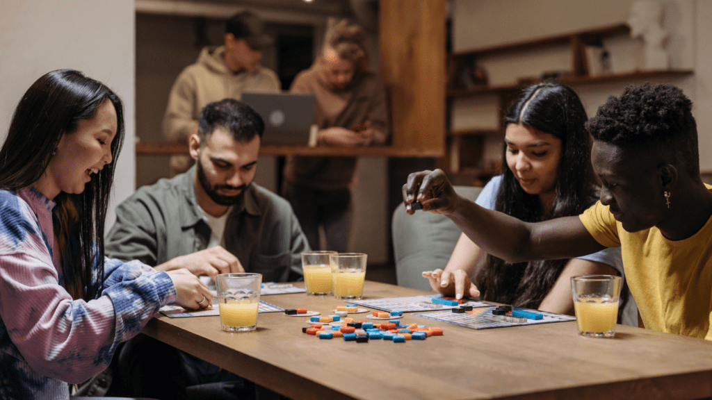 a person playing a board game