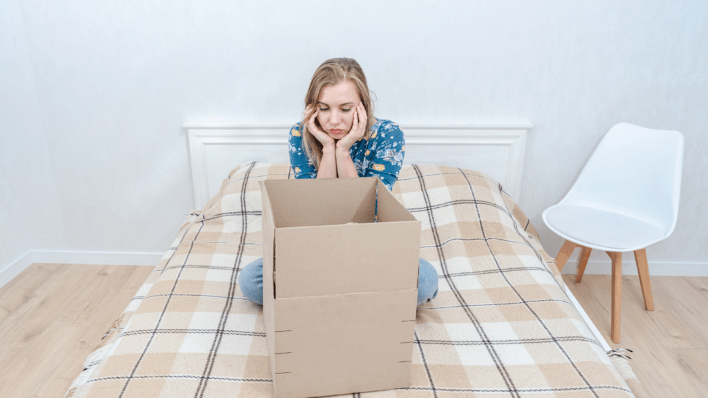 a person sitting on a bed