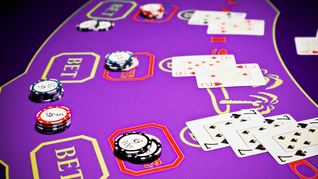 casino chips on casino table