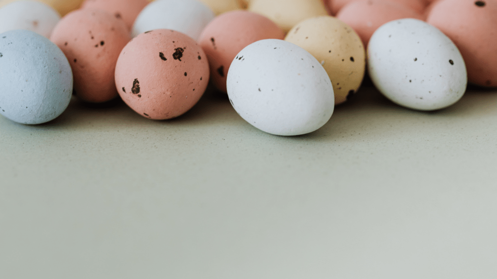 colorful easter eggs on a white surface